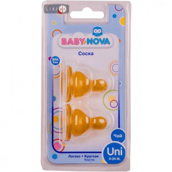 BABY-NOVA СОСКА КРУГЛАЯ  ДЛЯ ЧАЯ ЛАТЕКС 2ШТ