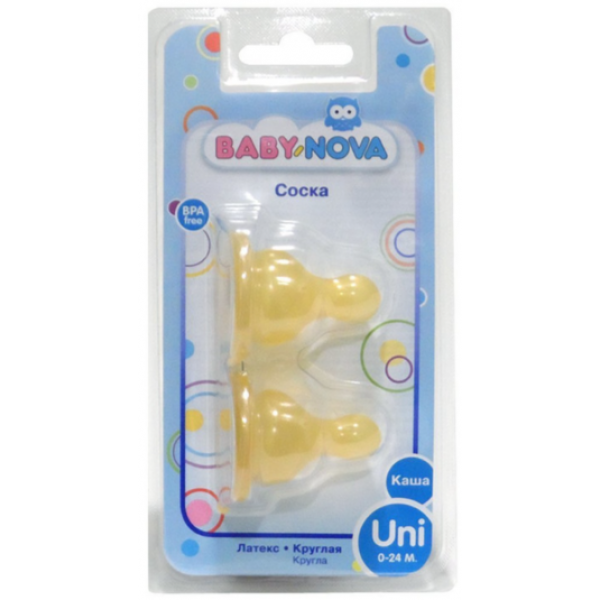 BABY-NOVA СОСКА КРУГЛАЯ ДЛЯ КАШИ ЛАТЕКС 2ШТ