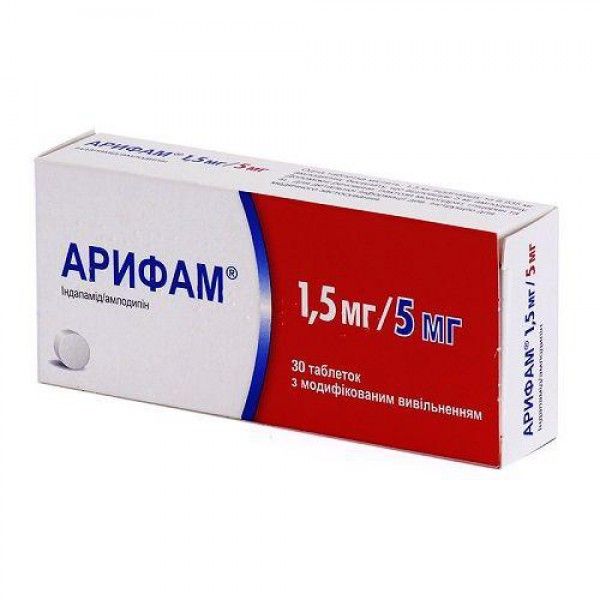 Арифам 1,5 мг/5 мг таблетки с модиф. высвоб. по 1.5 мг/5 мг №30 (15х2)