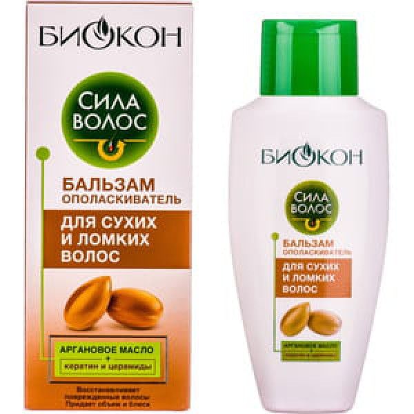 Бальзам-ополаскиватель Биокон Сила Волос, для сухих и ломких волос, 215 мл