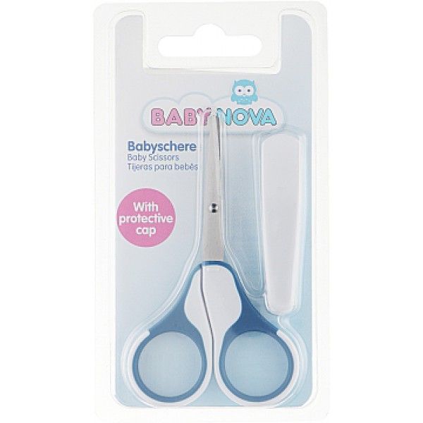 BABY-NOVA НОЖНИЦЫ  С КОЛПАЧКОМ БЕЗОПАСНЫЕ ГОЛУБЫЕ