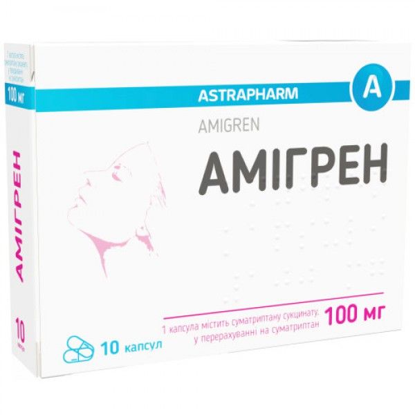Амигрен капсулы по 100 мг №10 (10х1)