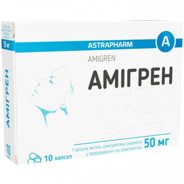 Амигрен капсулы по 50 мг №10 (10х1)